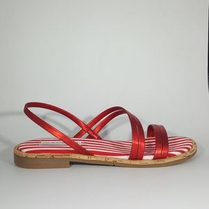 NR Rapisardi Metallic Red Strappy Sandal